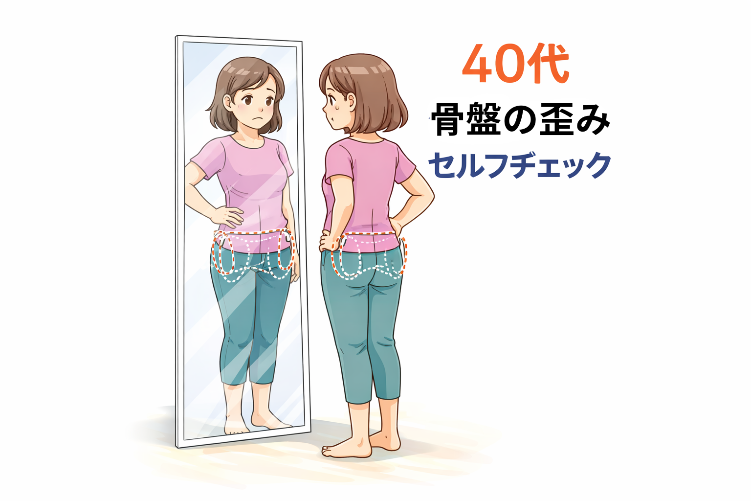 40代の骨盤の歪みチェック方法|自宅でできる簡単セルフ診断と改善のヒント